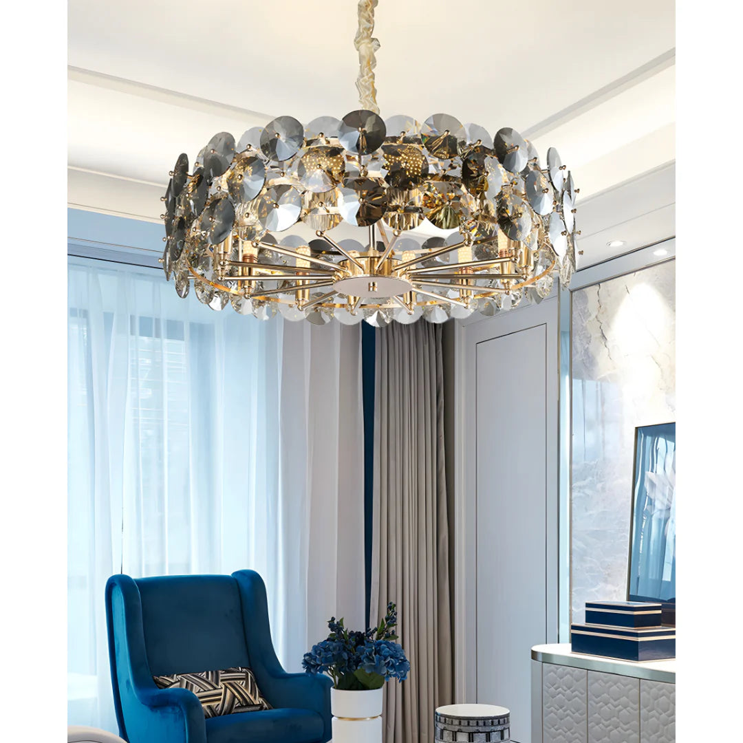 Aalst | Modern Drum Gold Chandelier for Living Room