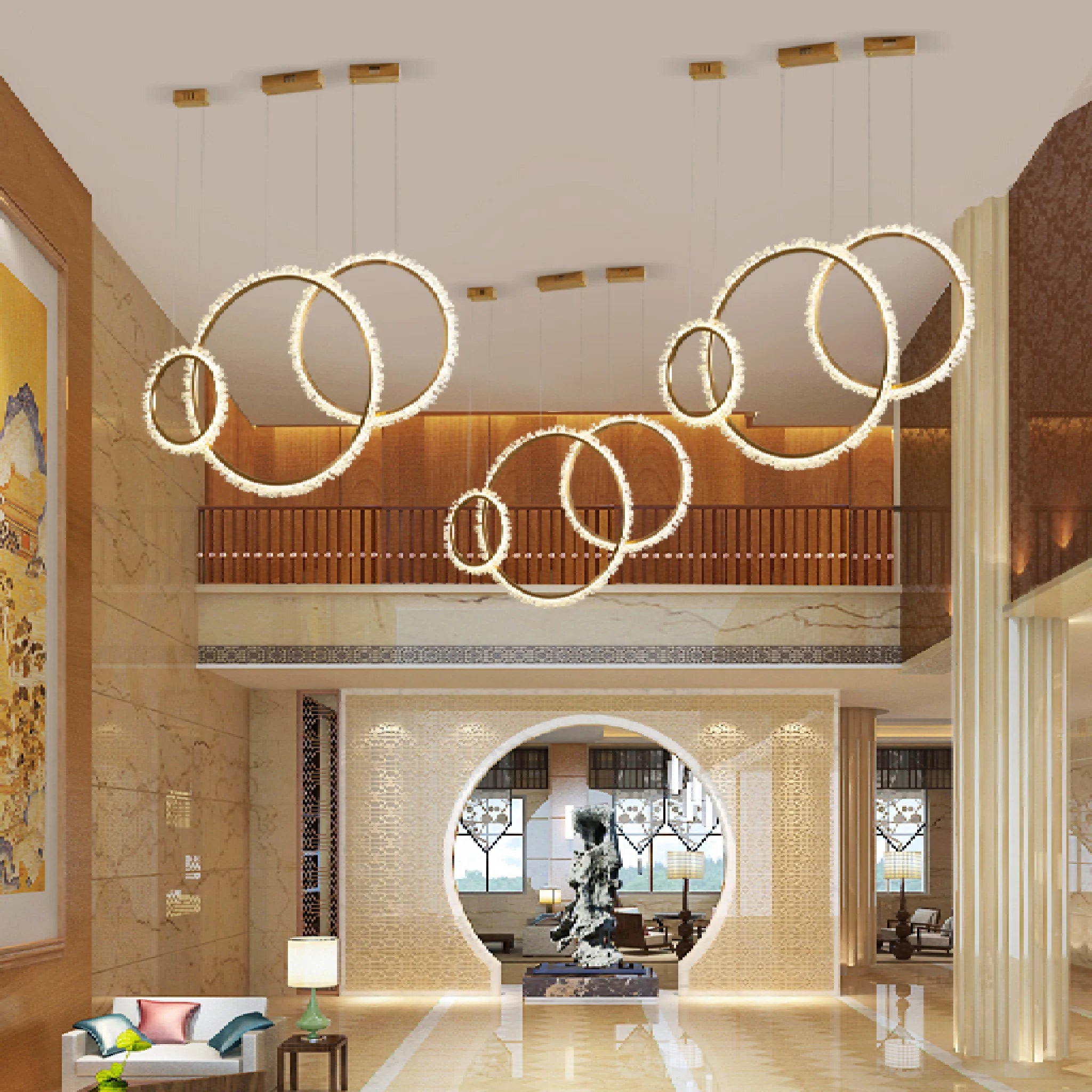 Aarau | Crystal Pendant Light in the Shape of Rings