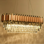 Abbasanta | Luxury Gold/Pink Rectangle Crystal LED Chandelier
