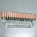 Abbasanta | Luxury Gold/Pink Rectangle Crystal LED Chandelier