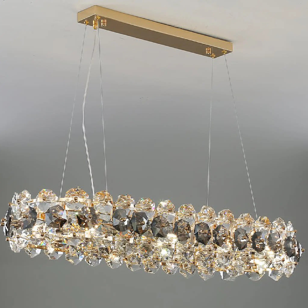 Abbateggio | Rectangle Luxury Gold Crystal Modern Chandelier