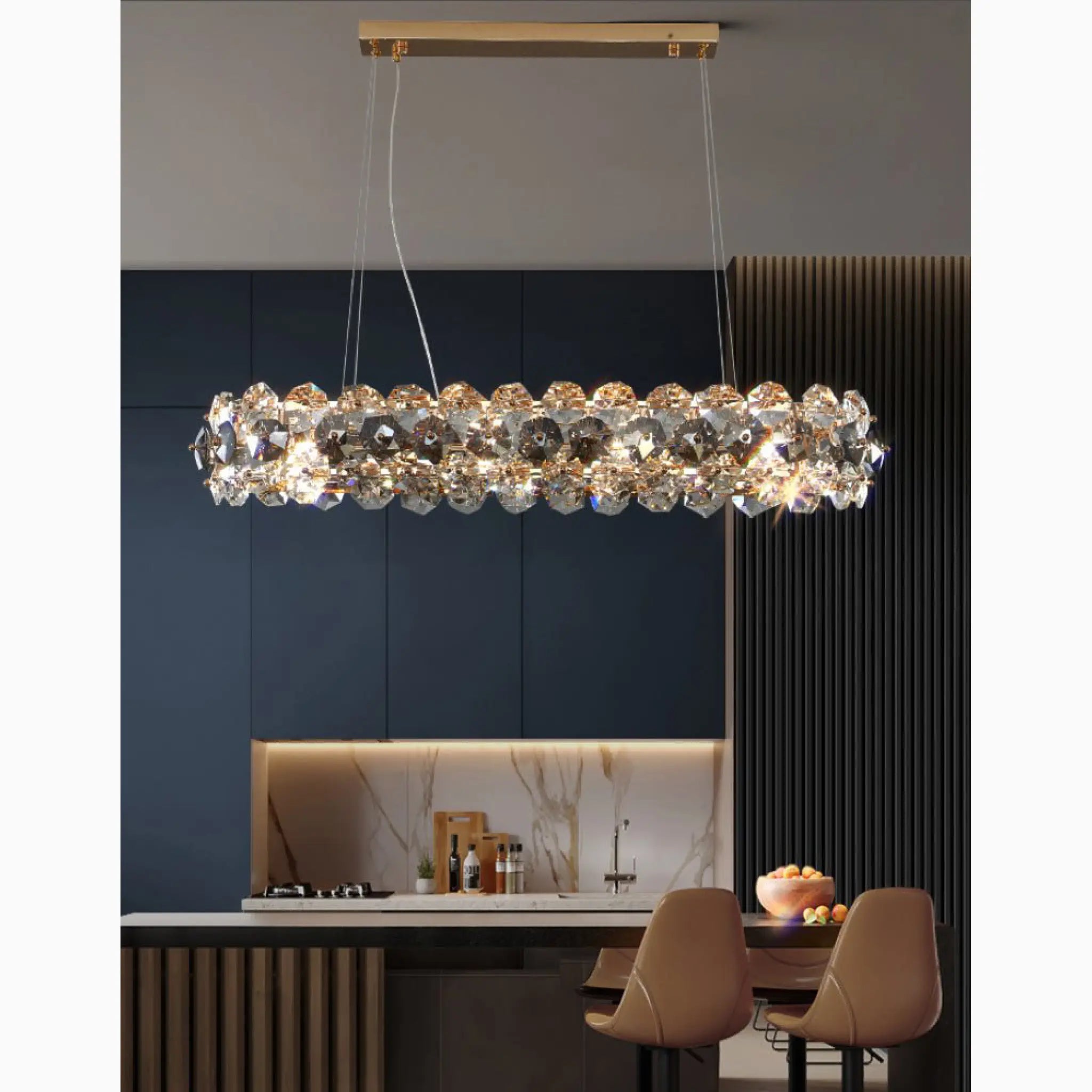 Abbateggio | Rectangle Luxury Gold Crystal Modern Chandelier