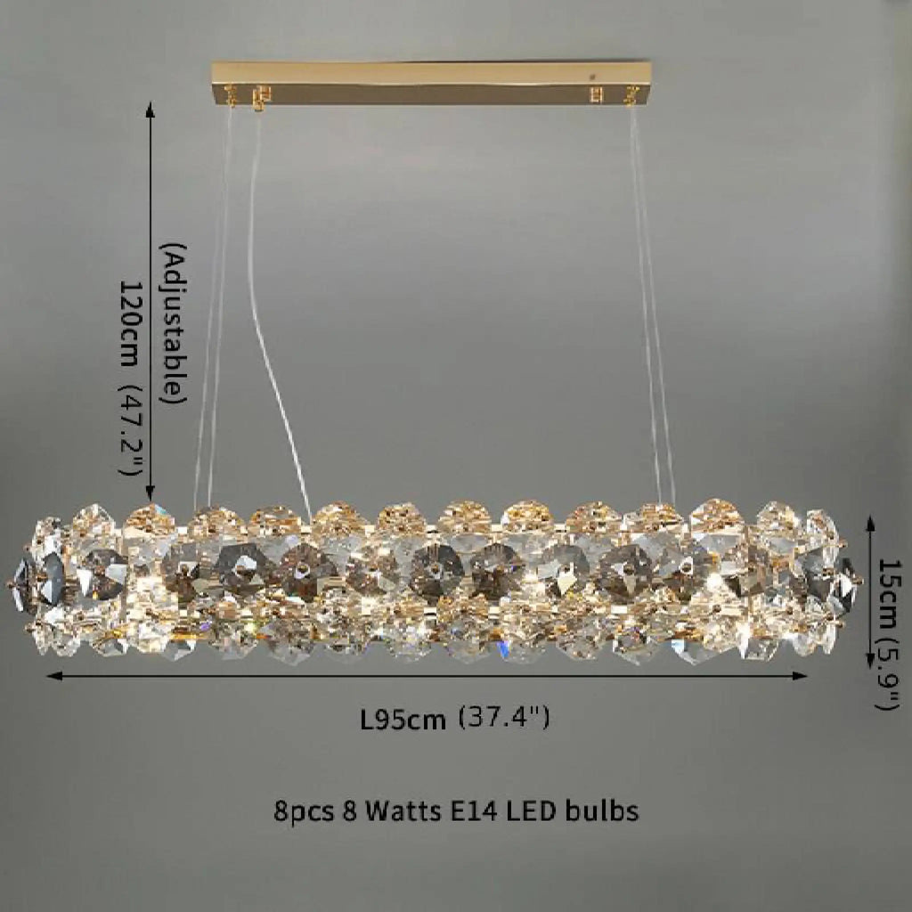 Abbateggio | Rectangle Luxury Gold Crystal Modern Chandelier