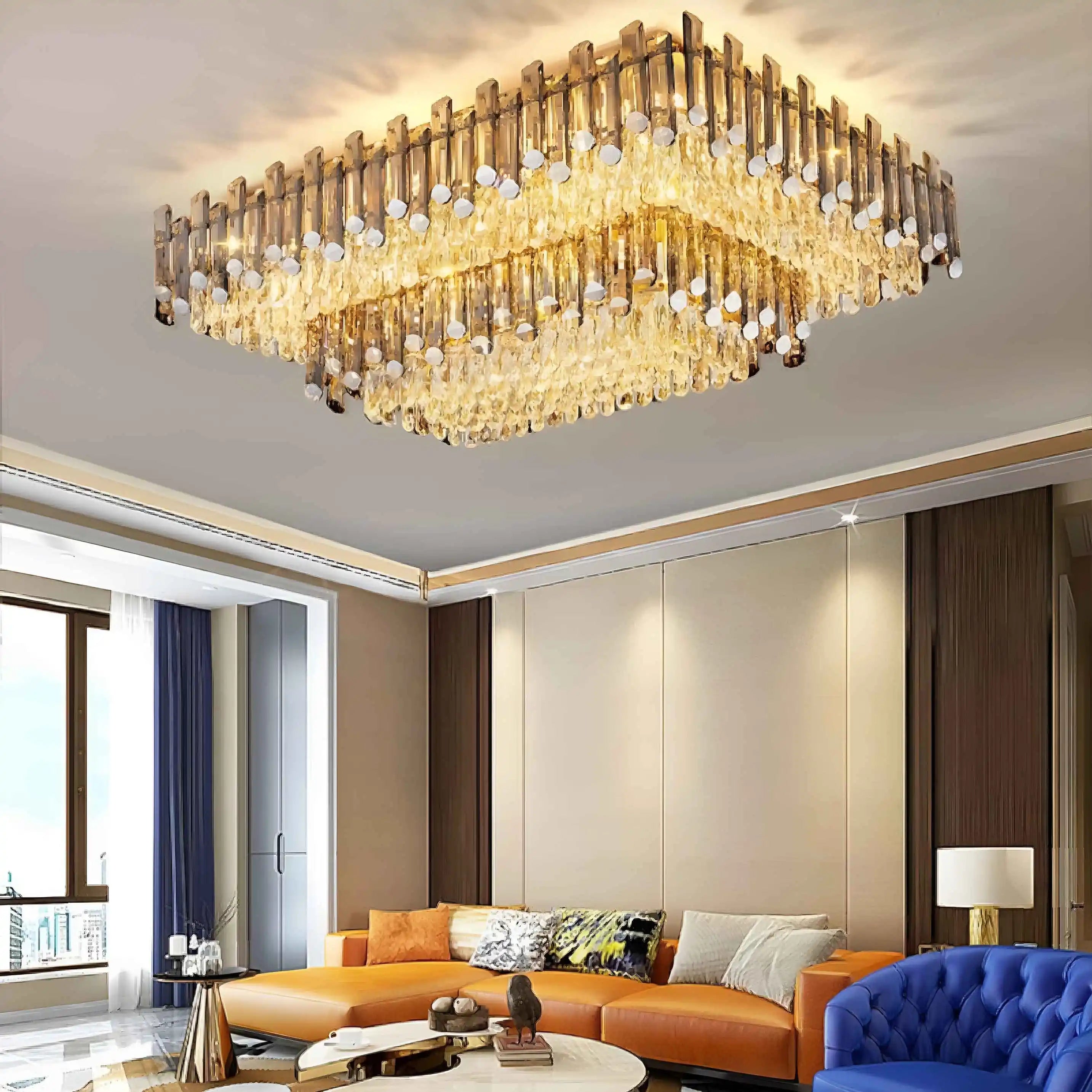 Acciano | Modern Rectangular Crystal LED Chandelier
