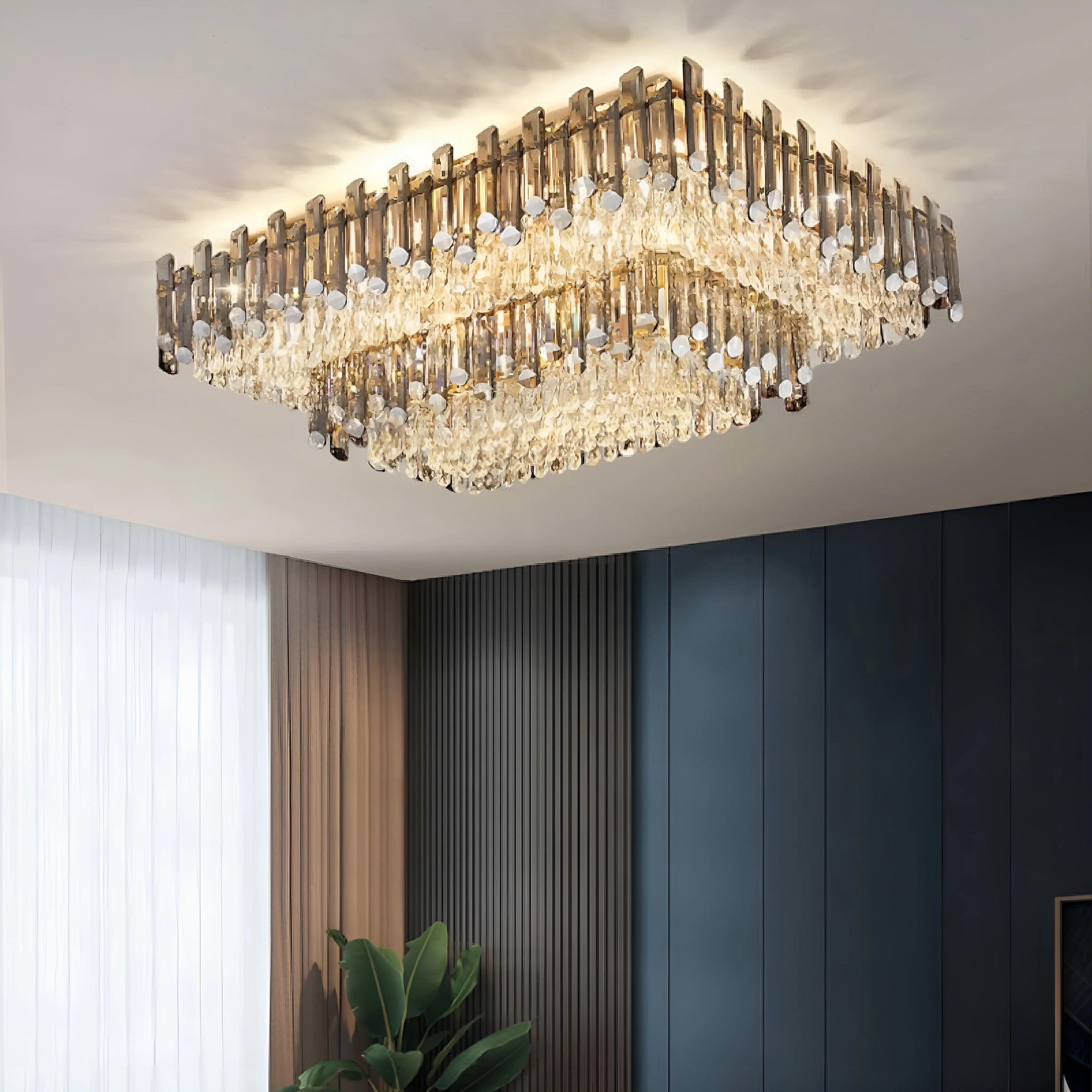 Acciano | Modern Rectangular Crystal LED Chandelier