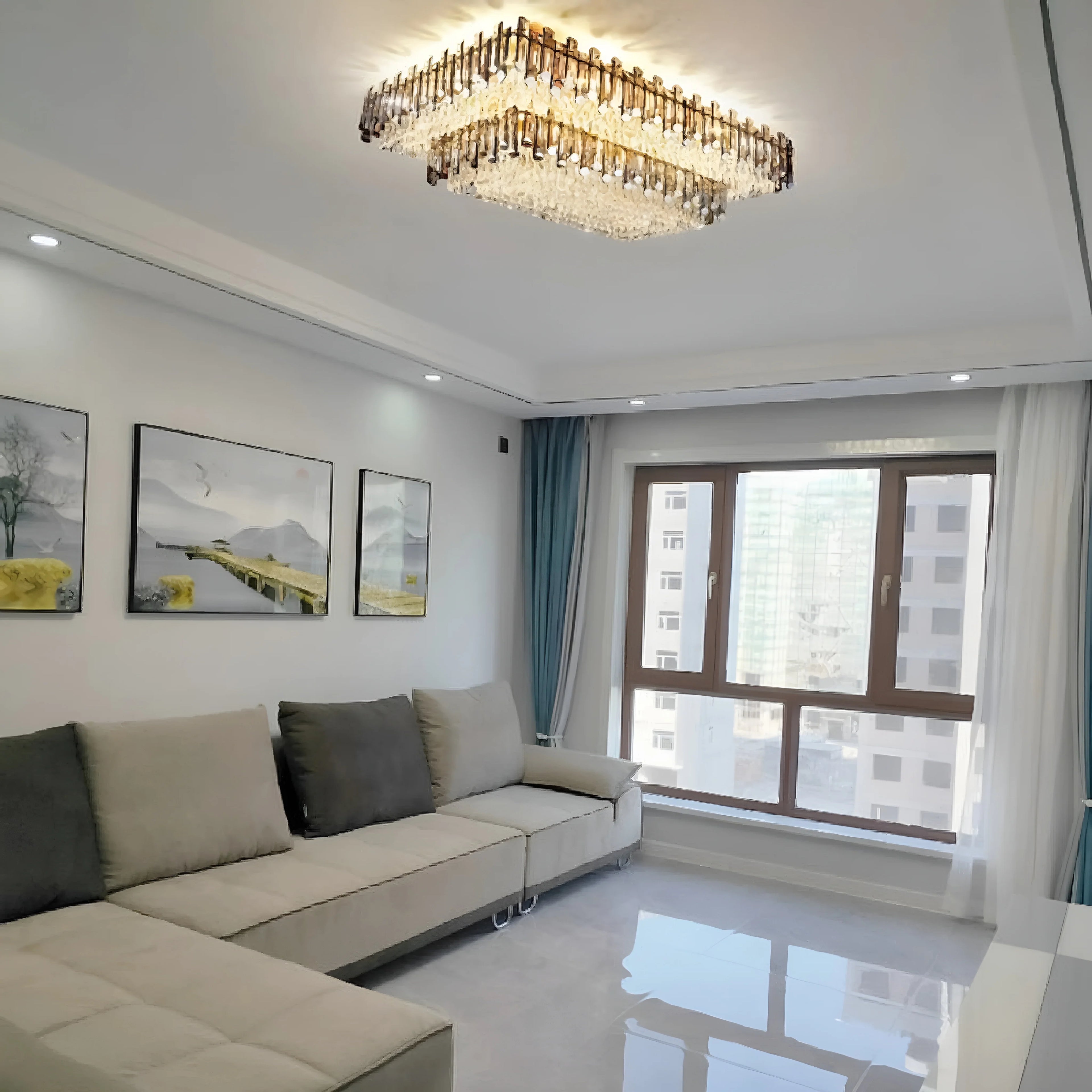 Acciano | Modern Rectangular Crystal LED Chandelier