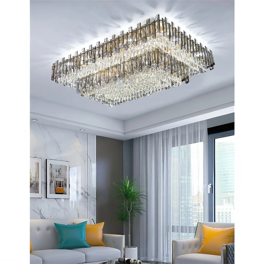 Acciano | Modern Rectangular Crystal LED Chandelier