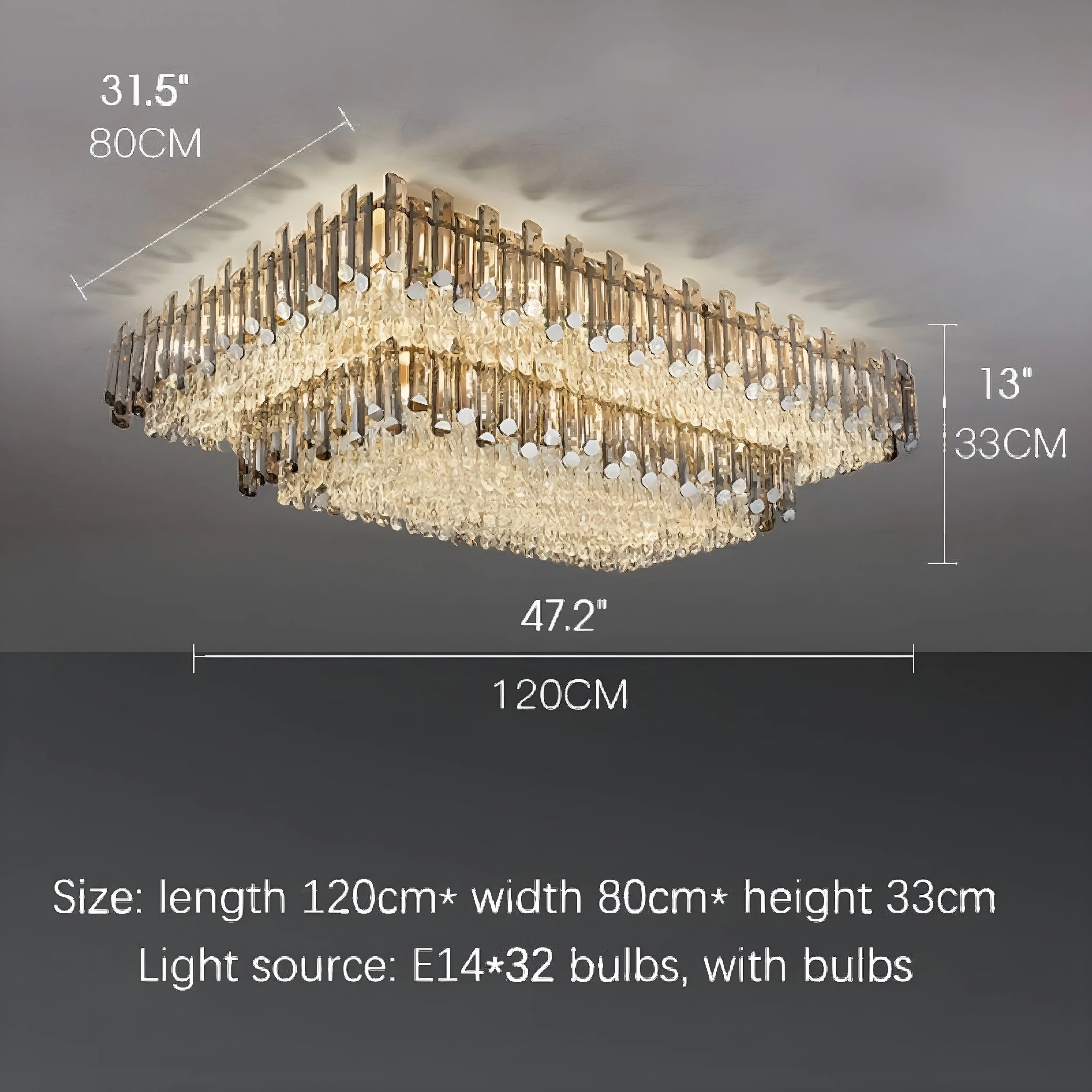 Acciano | Modern Rectangular Crystal LED Chandelier