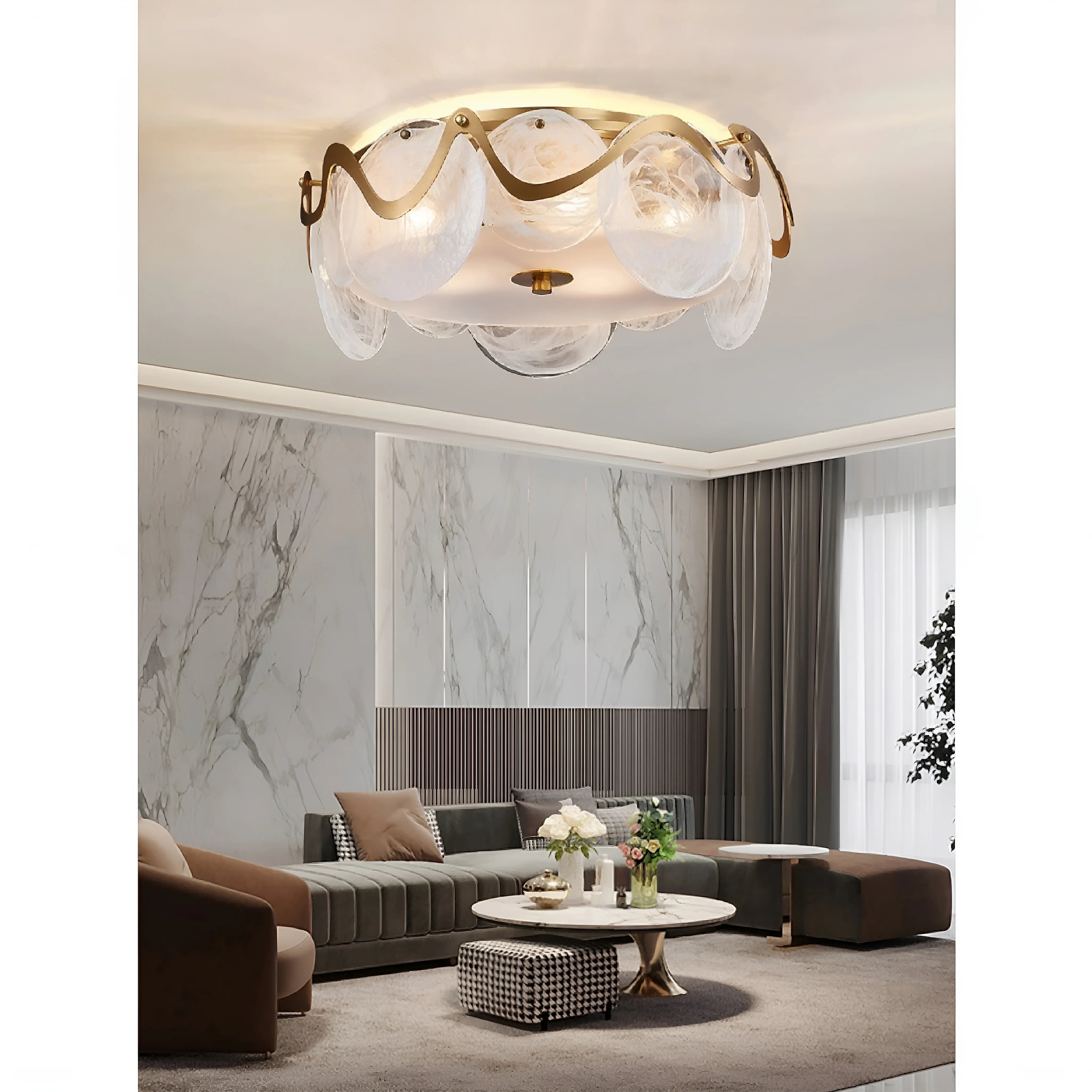 Acerra | Modern Drum Glass Ceiling LED Chandelier