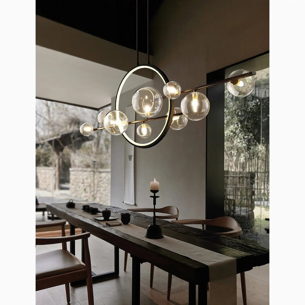 Acqualagna | White/Black Glass Bubble LED Chandelier For Dining room