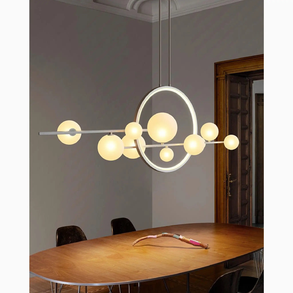 Acqualagna | White/Black Glass Bubble LED Chandelier For Dining room
