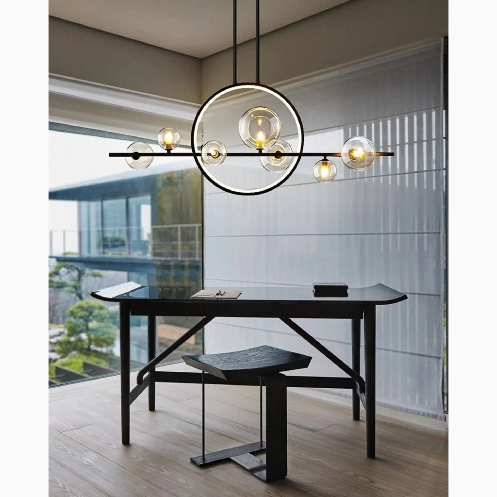 Acqualagna | White/Black Glass Bubble LED Chandelier For Dining room