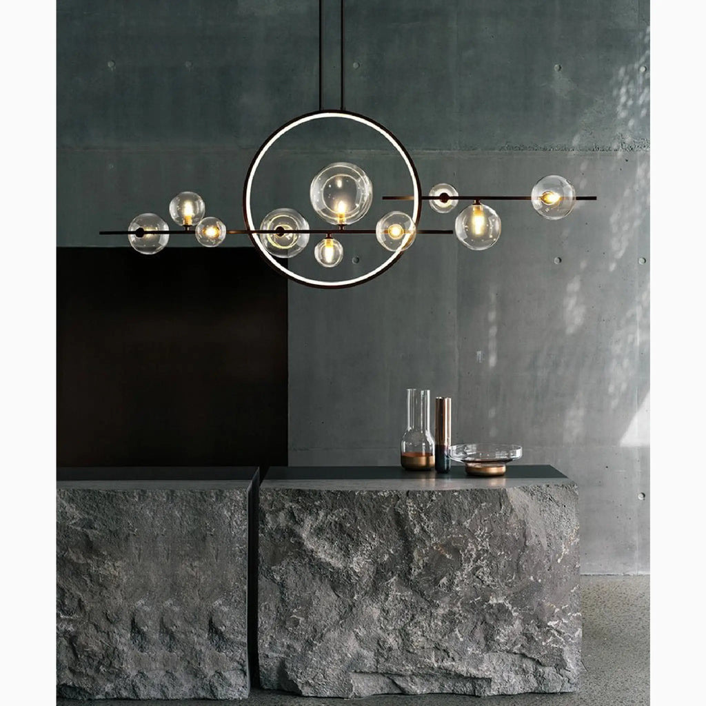 Acqualagna | White/Black Glass Bubble LED Chandelier For Dining room