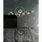 Acqualagna | White/Black Glass Bubble LED Chandelier For Dining room