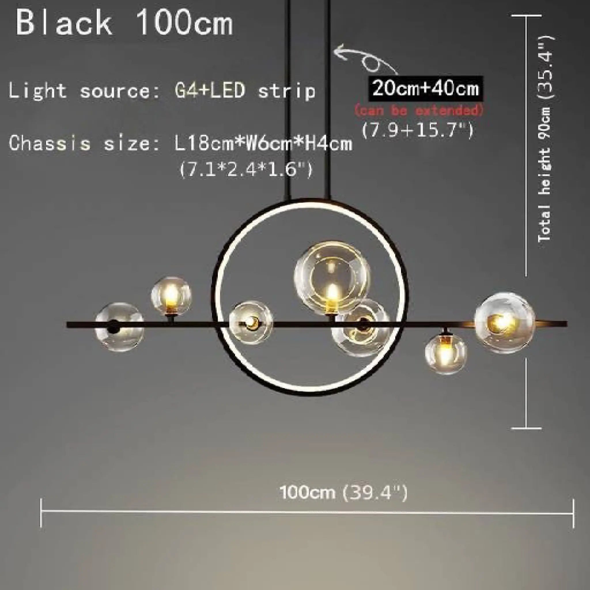 Acqualagna | White/Black Glass Bubble LED Chandelier For Dining room
