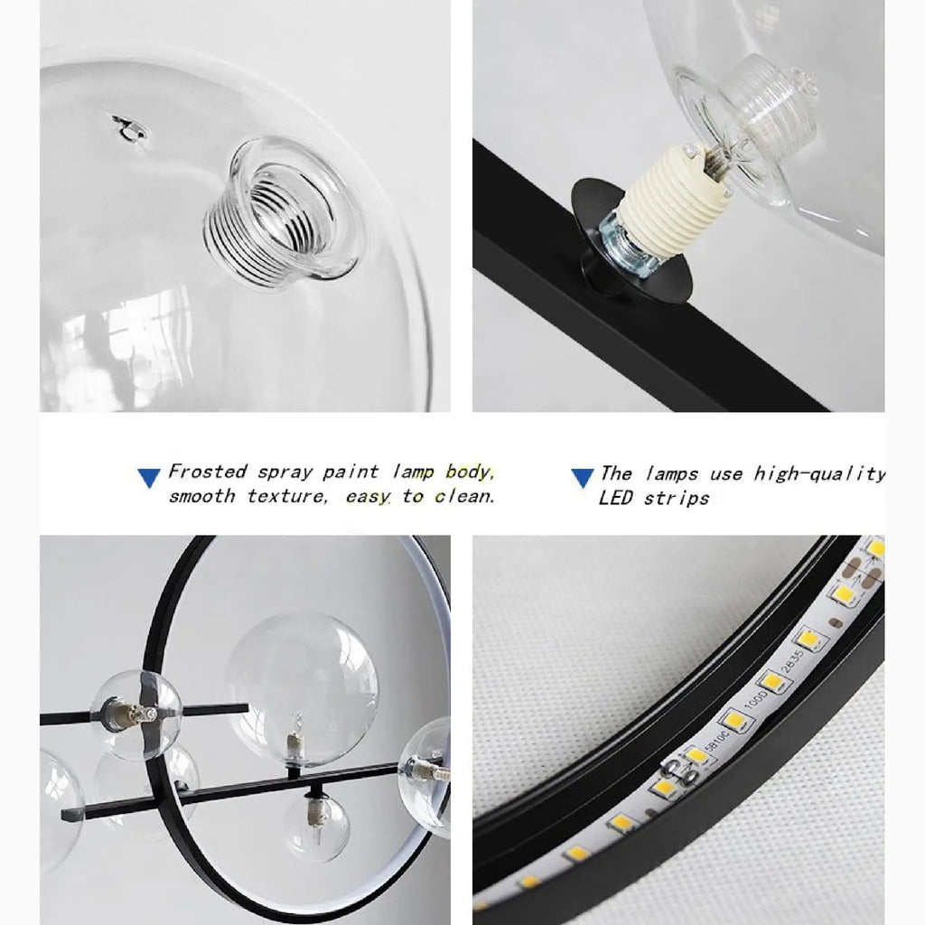 Acqualagna | White/Black Glass Bubble LED Chandelier For Dining room