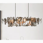 Acquanegra Cremonese | Postmodern Grey/Gold Metal Art Rectangle Chandelier