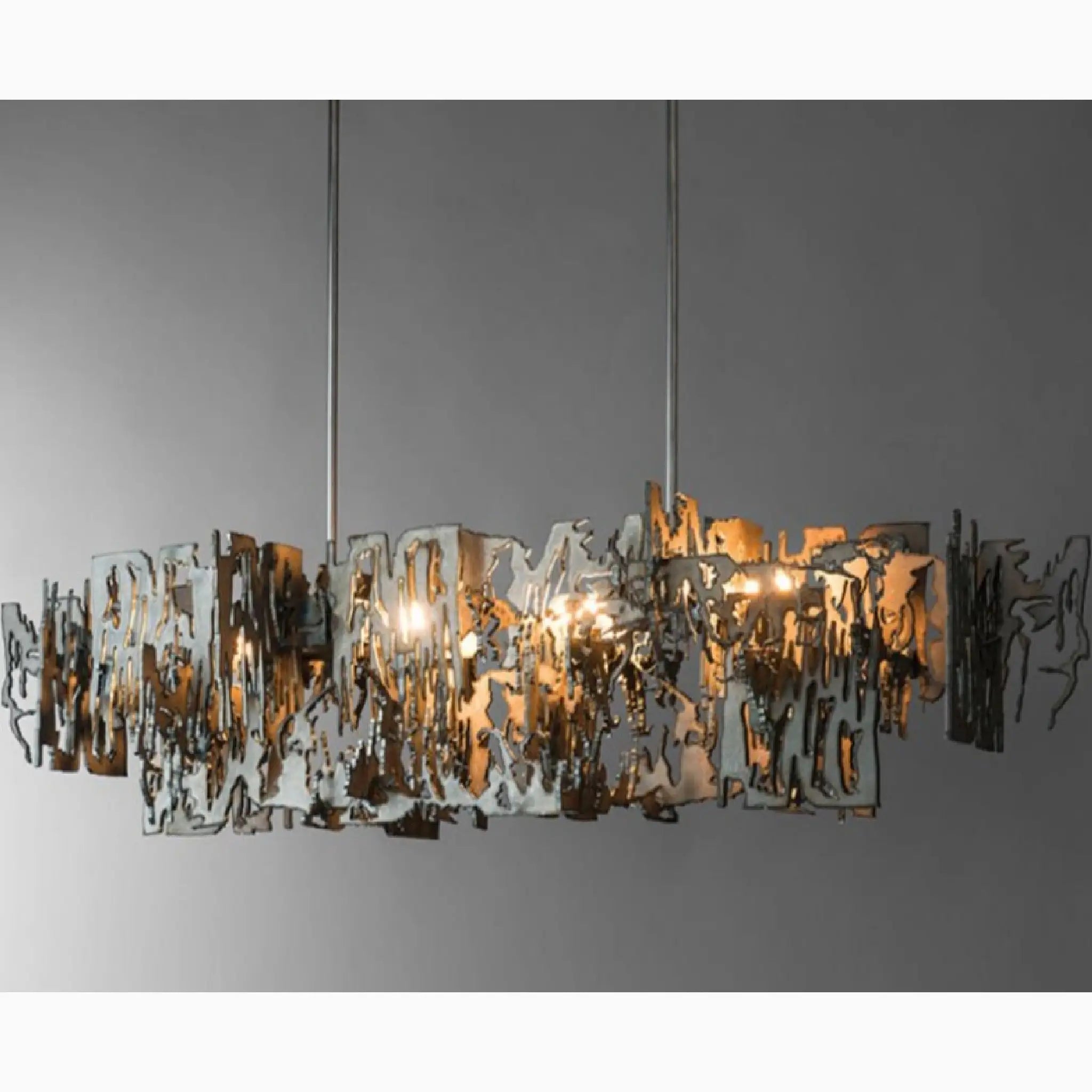 Acquanegra Cremonese | Postmodern Grey/Gold Metal Art Rectangle Chandelier