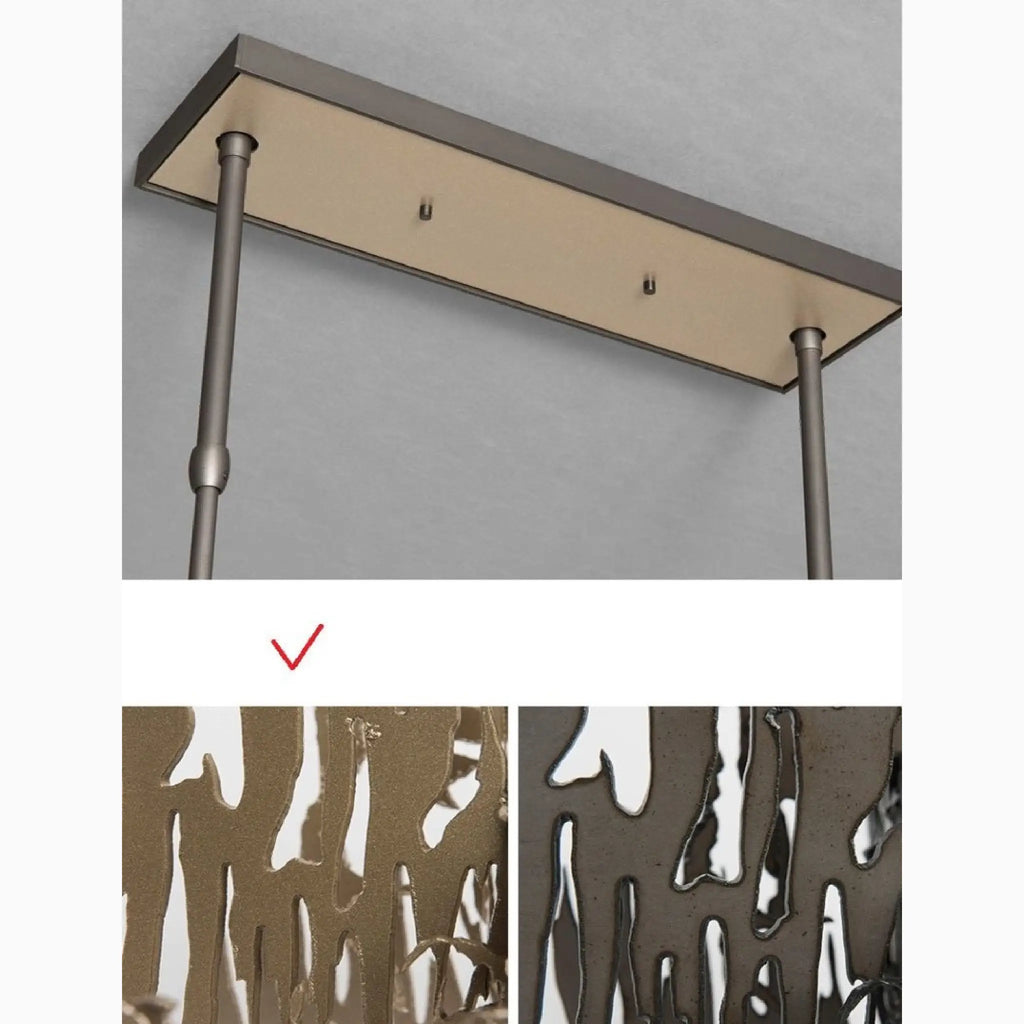 Acquanegra Cremonese | Postmodern Grey/Gold Metal Art Rectangle Chandelier