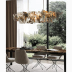 Acquanegra Cremonese | Postmodern Grey/Gold Metal Art Rectangle Chandelier