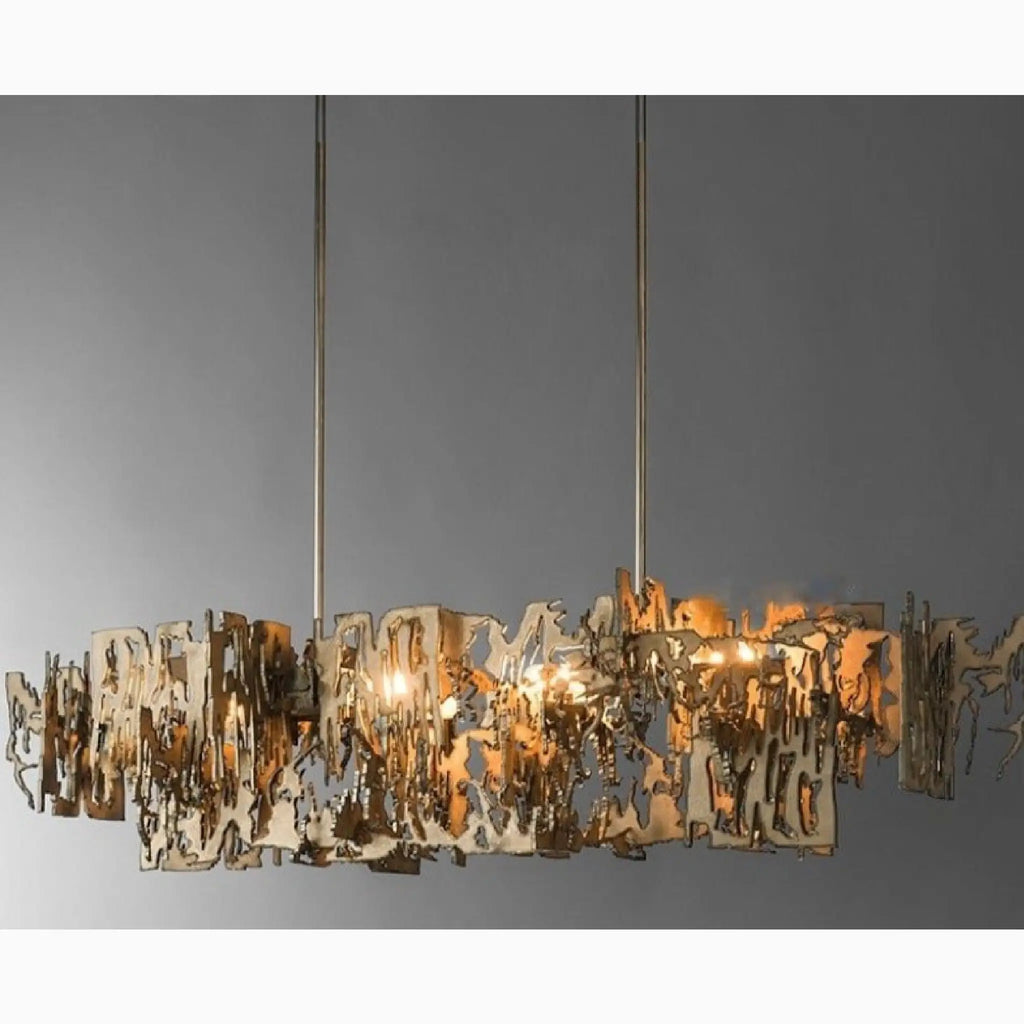 Acquanegra Cremonese | Postmodern Grey/Gold Metal Art Rectangle Chandelier