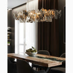 Acquanegra Cremonese | Postmodern Grey/Gold Metal Art Rectangle Chandelier