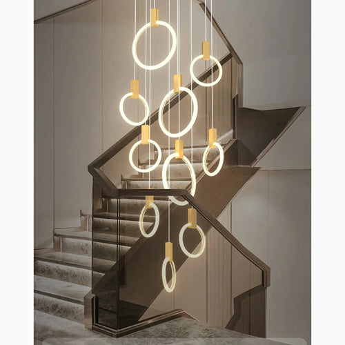 Acquasparta | Luxury Modern Pendant Gold Rings Chandelier