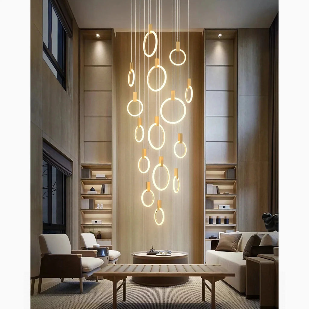 Acquasparta | Luxury Modern Pendant Gold Rings Chandelier