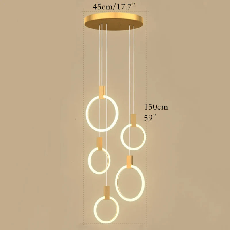 Acquasparta | Luxury Modern Pendant Gold Rings Chandelier