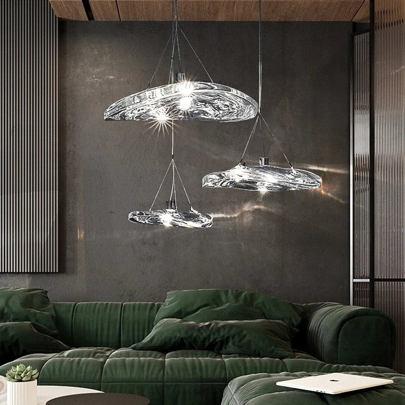 Adelboden | Silver Glass Chandelier For Dining Room