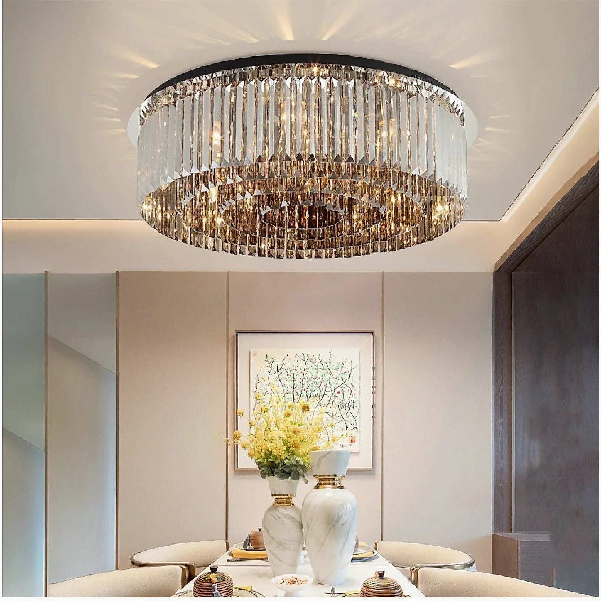 Adrano | Smoky Gray Crystal Chandelier