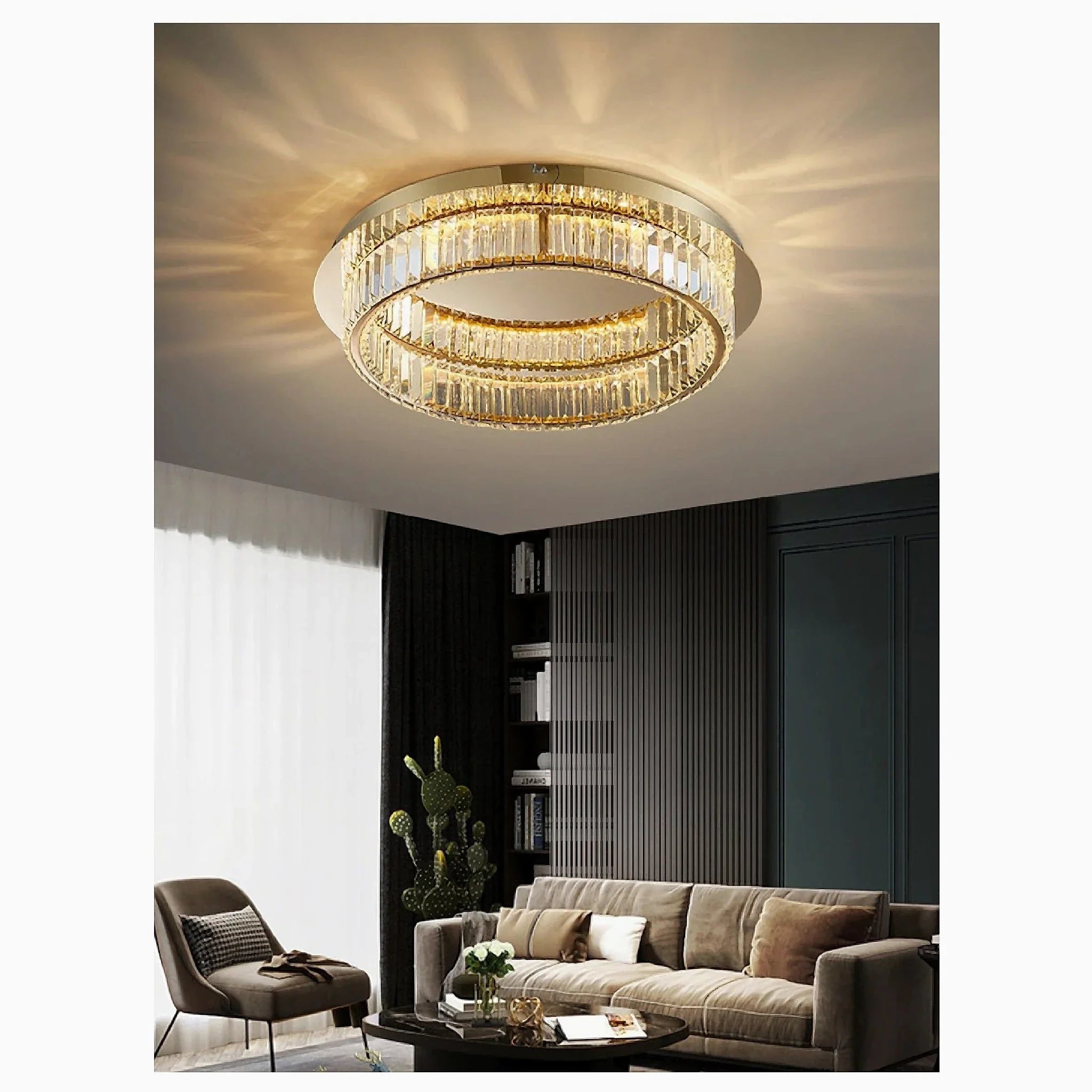 Adrara | Stunning Gold Led Crystal Ceiling Chandelier