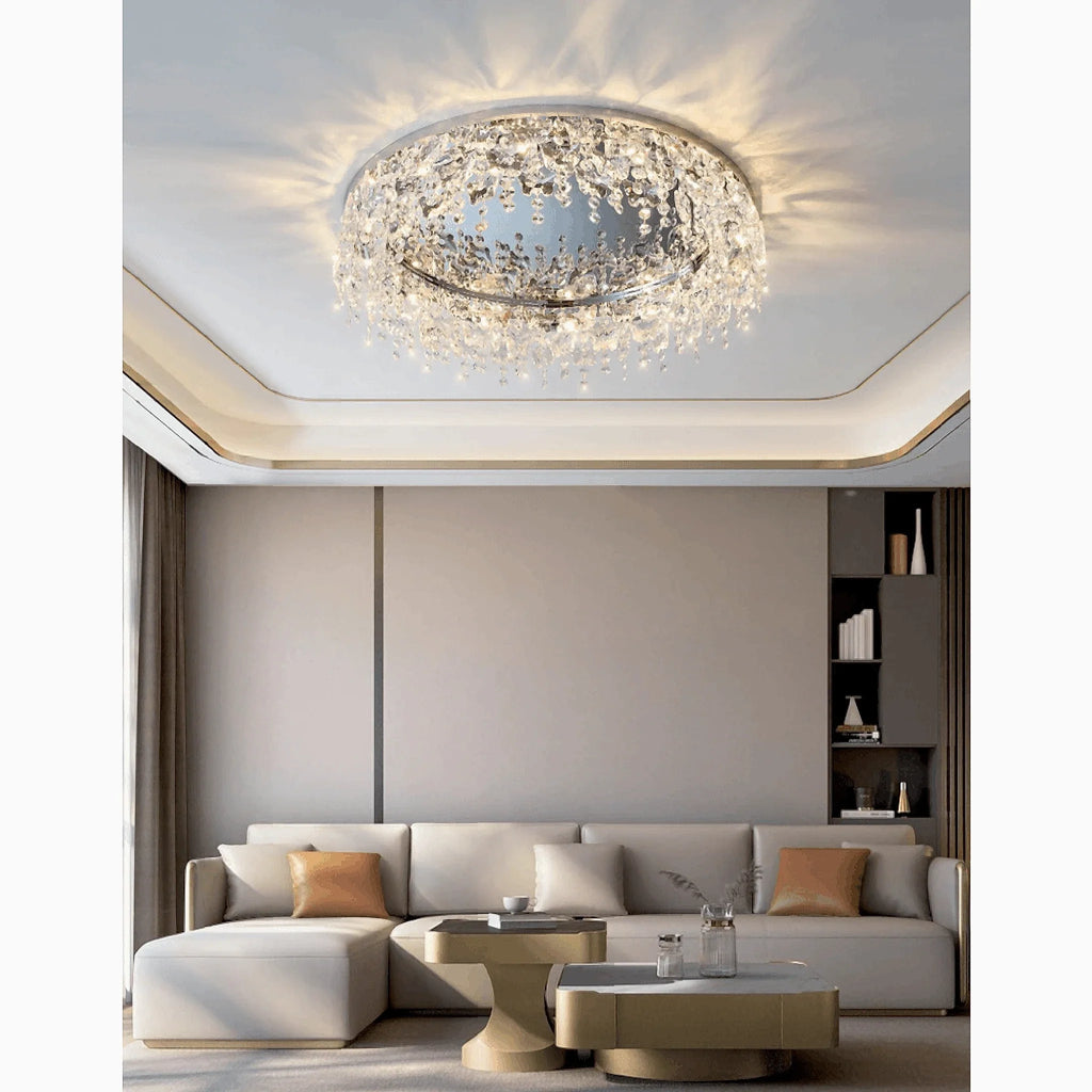 Adro | Round modern chrome gold crystal ceiling chandelier