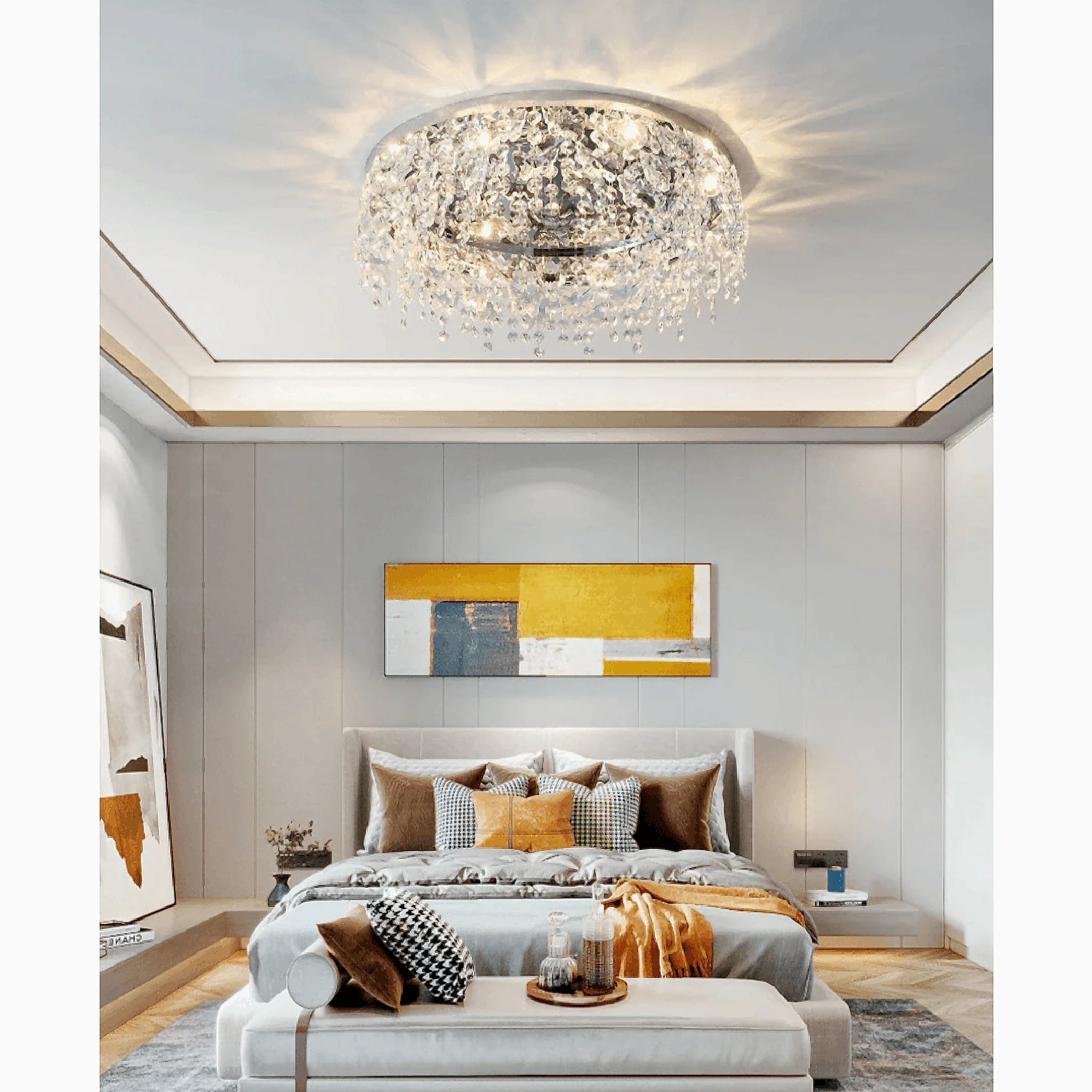 Adro | Round modern chrome gold crystal ceiling chandelier