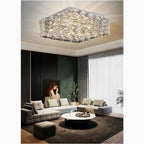 Affile | Chrome square crystal ceiling chandelier