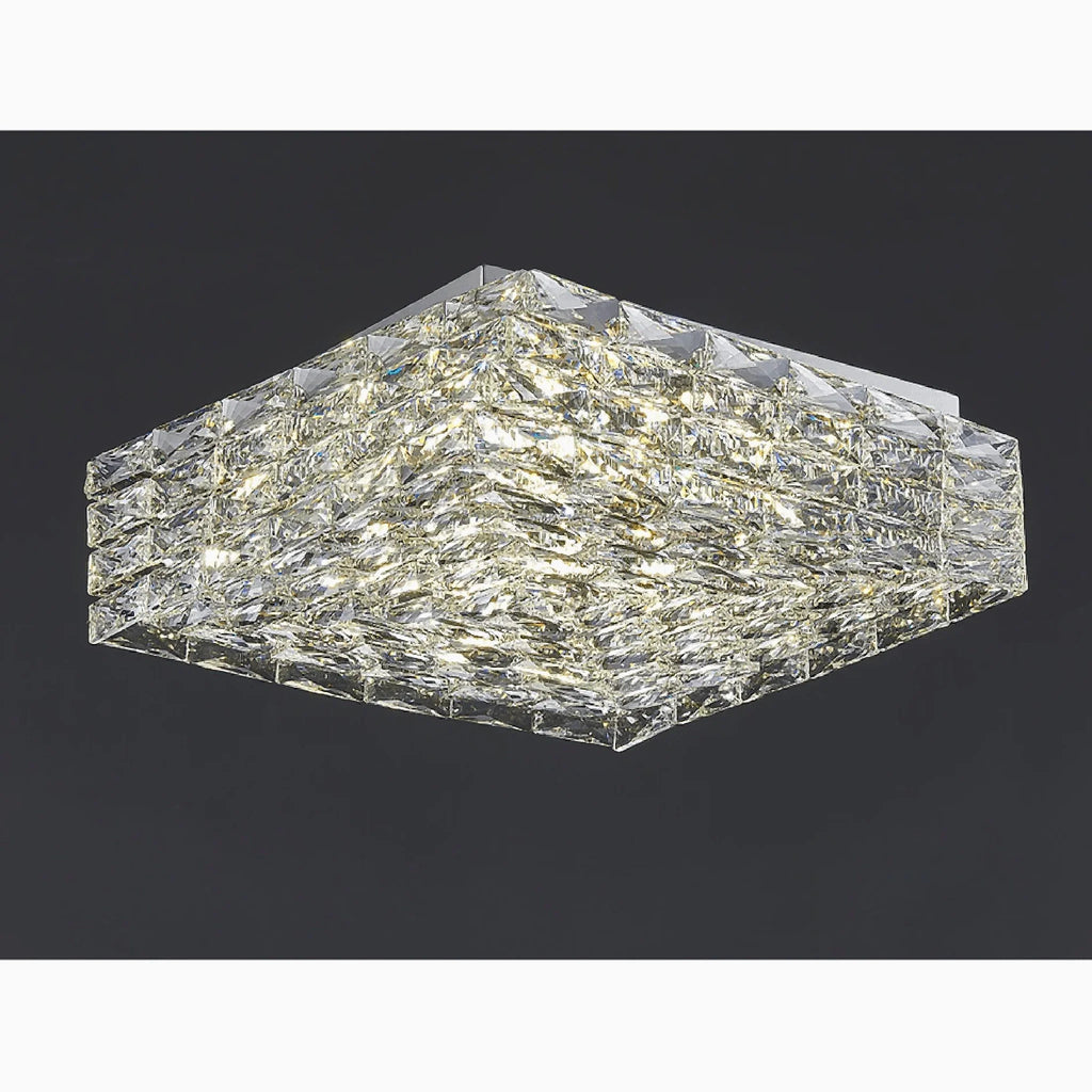 Affile | Chrome square crystal ceiling chandelier