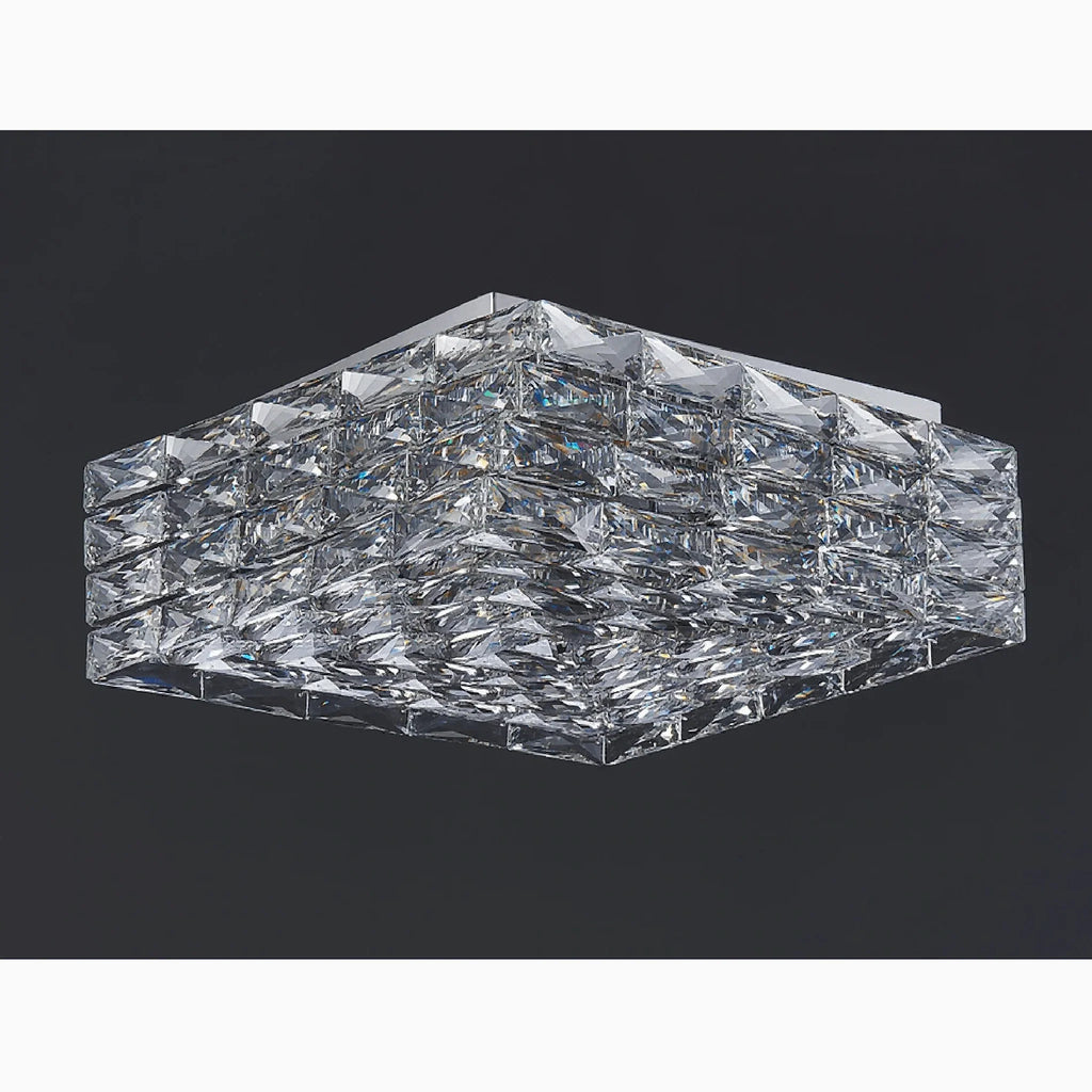 Affile | Chrome square crystal ceiling chandelier