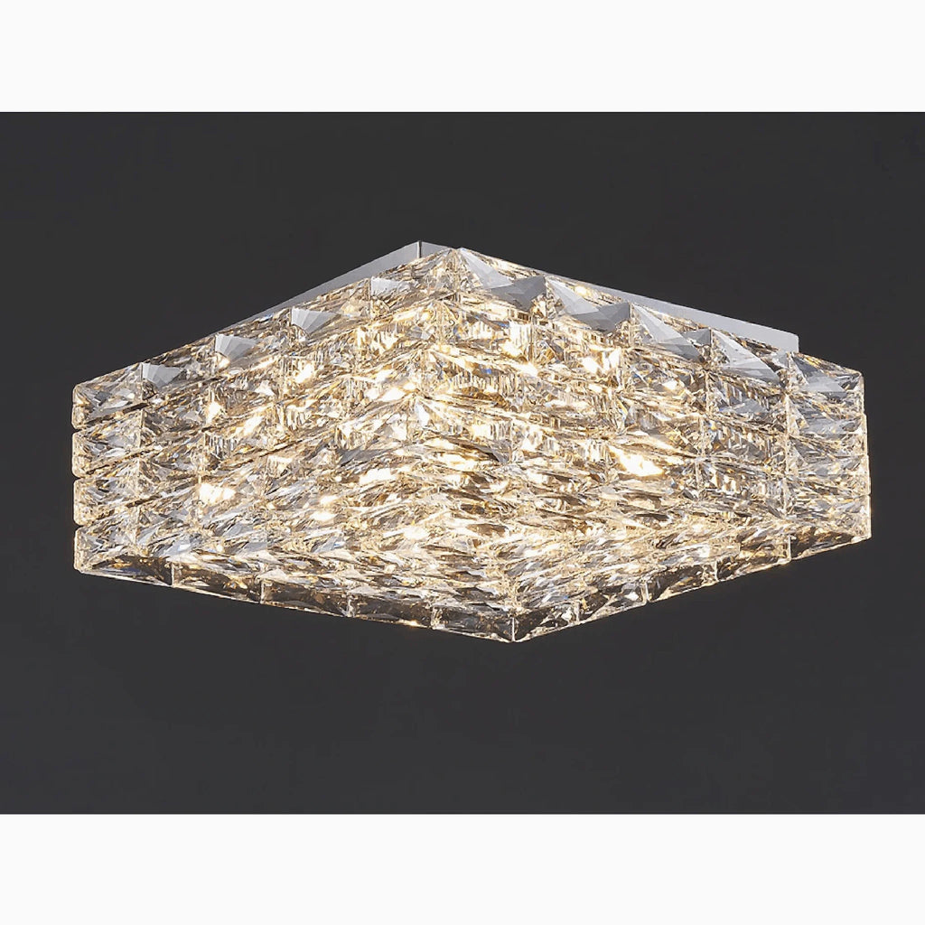Affile | Chrome square crystal ceiling chandelier
