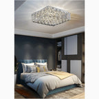 Affile | Chrome square crystal ceiling chandelier