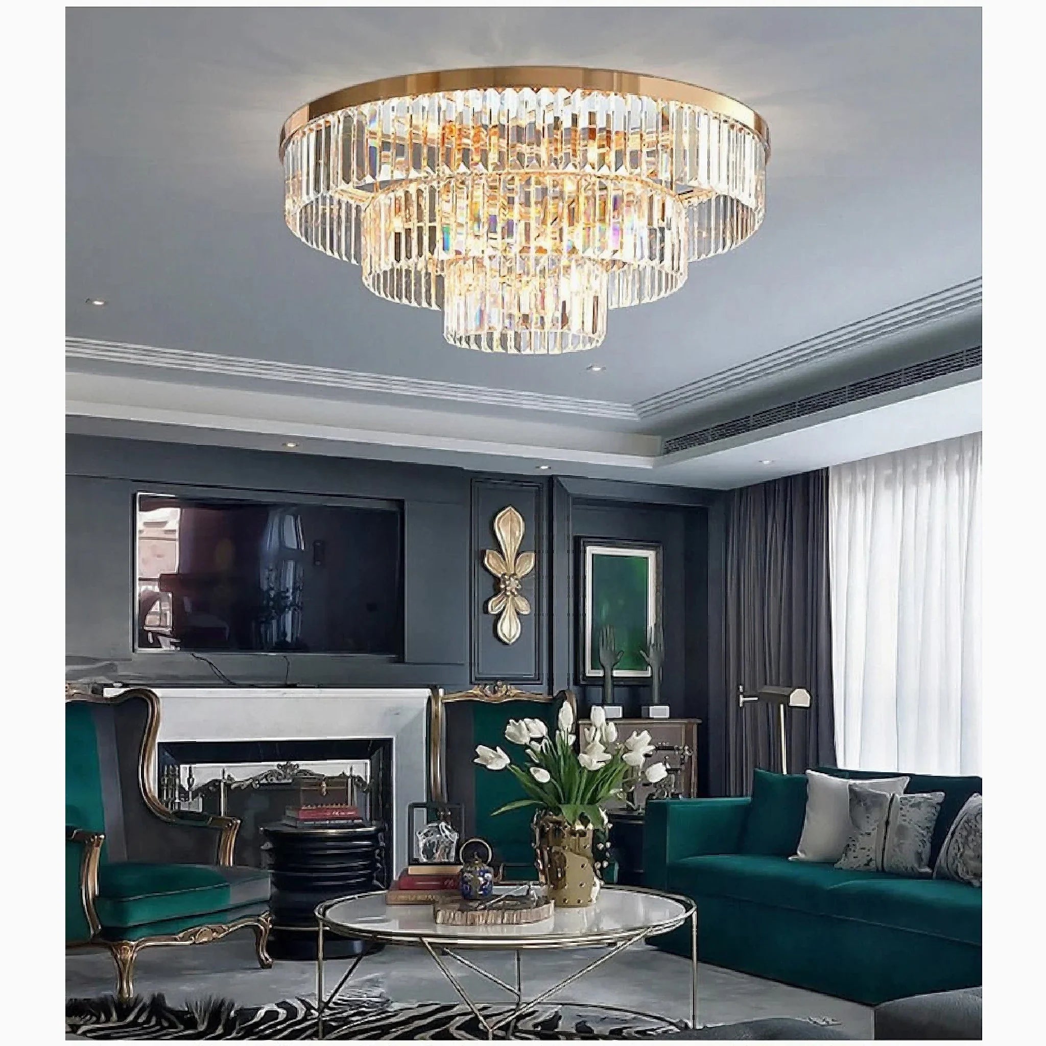 Afragola | Contemporary gold crystal ceiling chandelier