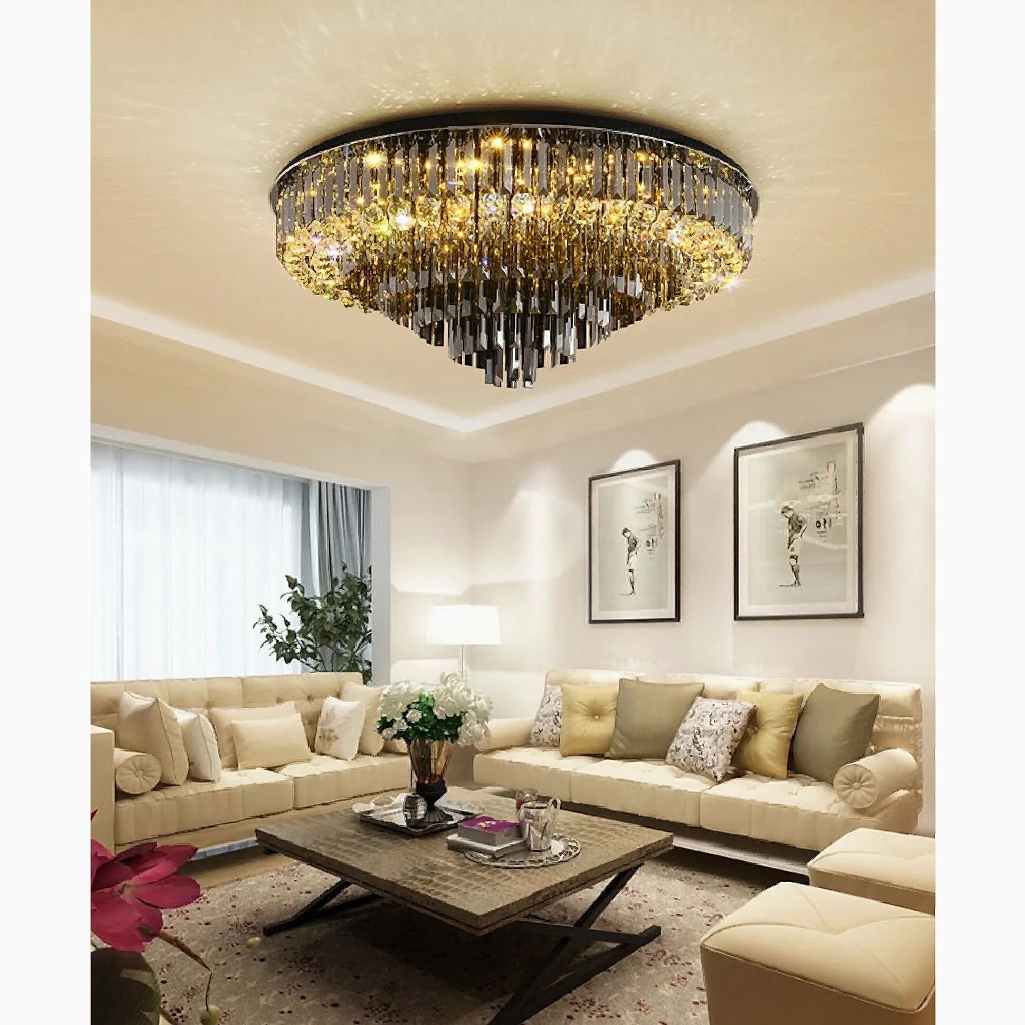 Africo | Round Modern Crystal Chandelier