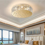 Agazzano | Round gold crystal ceiling chandelier