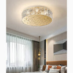Agazzano | Round gold crystal ceiling chandelier