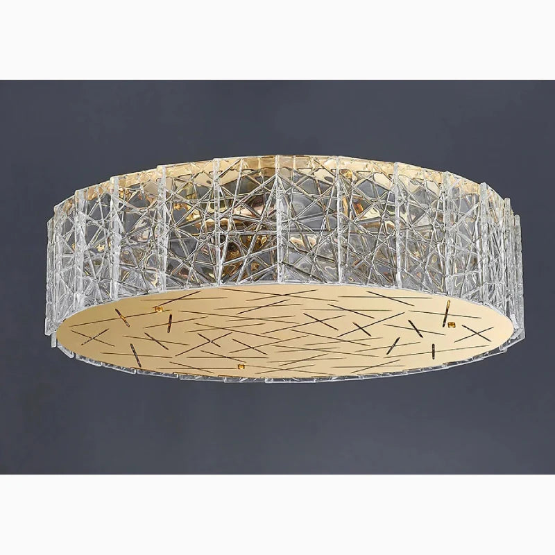 Agazzano | Round gold crystal ceiling chandelier
