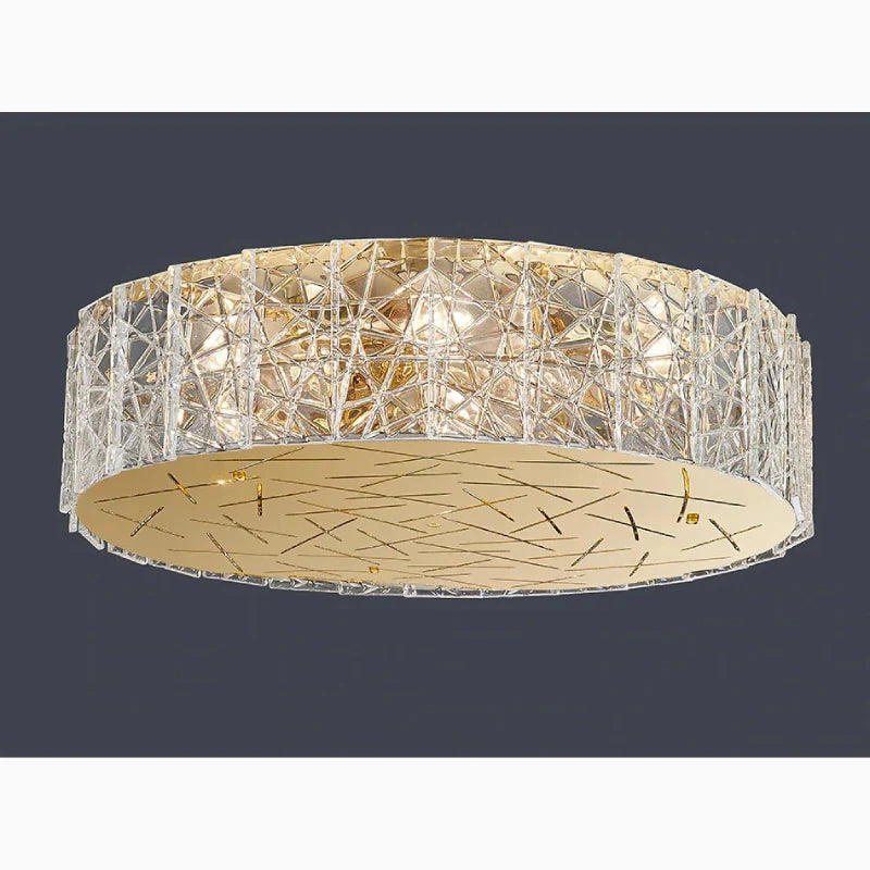 Agazzano | Round gold crystal ceiling chandelier