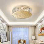 Agazzano | Round gold crystal ceiling chandelier