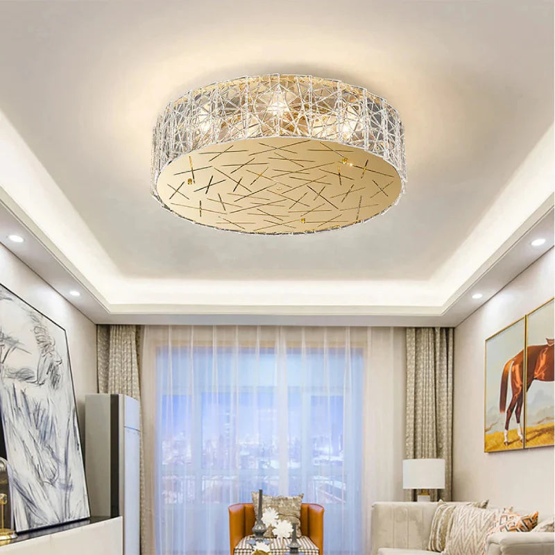 Agazzano | Round gold crystal ceiling chandelier