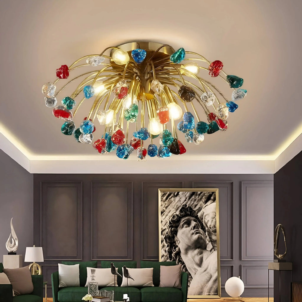 Aggius | Colorful Crystal Led Round Ceiling Chandelier