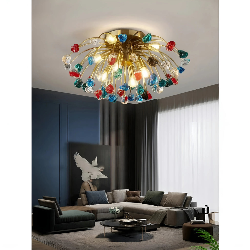 Aggius | Colorful Crystal Led Round Ceiling Chandelier
