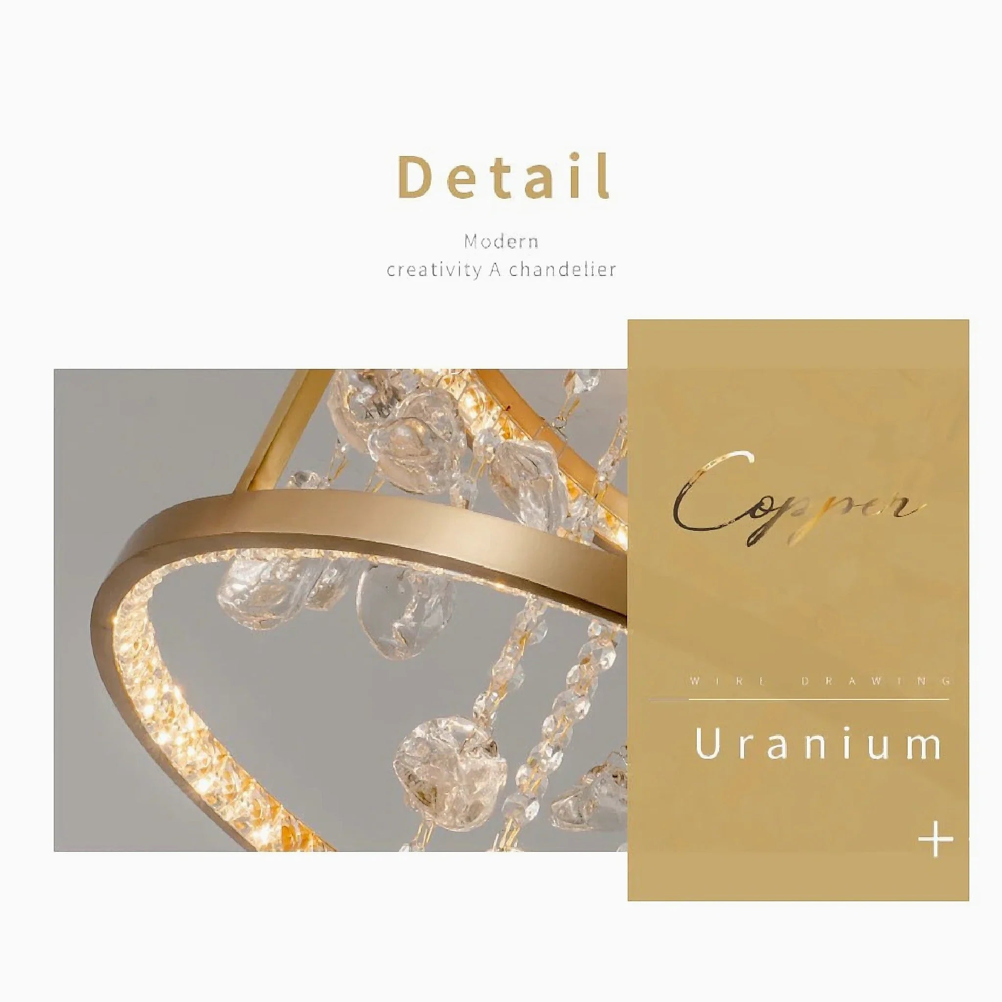 Agliano Terme | Copper Modern Crystal Led Hanging Chandelier